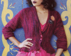 Вязаный спицами жакет (связано поперек), спицами, вязание для женщин, описание вязания, жакет, поперечное вязание, выкройка, схема, вязаный узор с вытянутыми петлями,